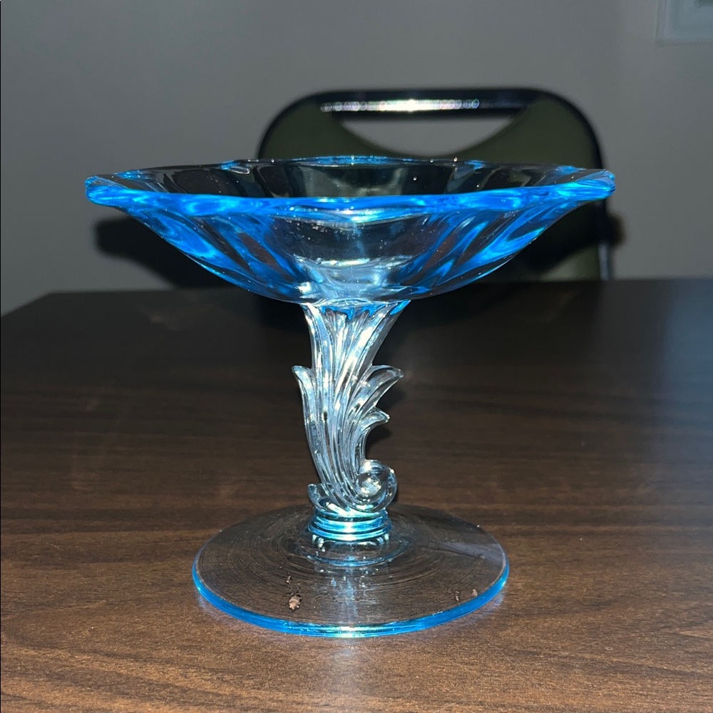 Elegant Blue Glass Compote